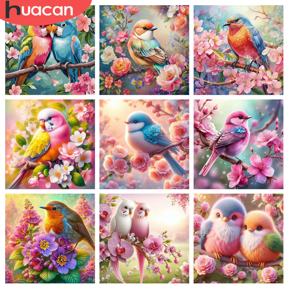 Resin Art Rose - ภาพเพชร HUACAN ลายดอกไม้ นก สัตว์ งานปักเพชรเต็มผืน