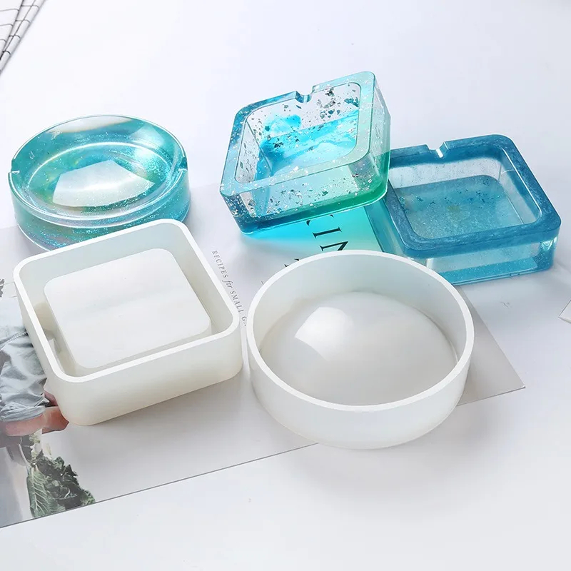 Resin Art Heart - แม่พิมพ์ซิลิโคนสำหรับทำที่เขี่ยบุหรี่ รูปหัวใจและสี่เหลี่ยม สำหรับงานเรซิ่น DIY คริสตัล UV