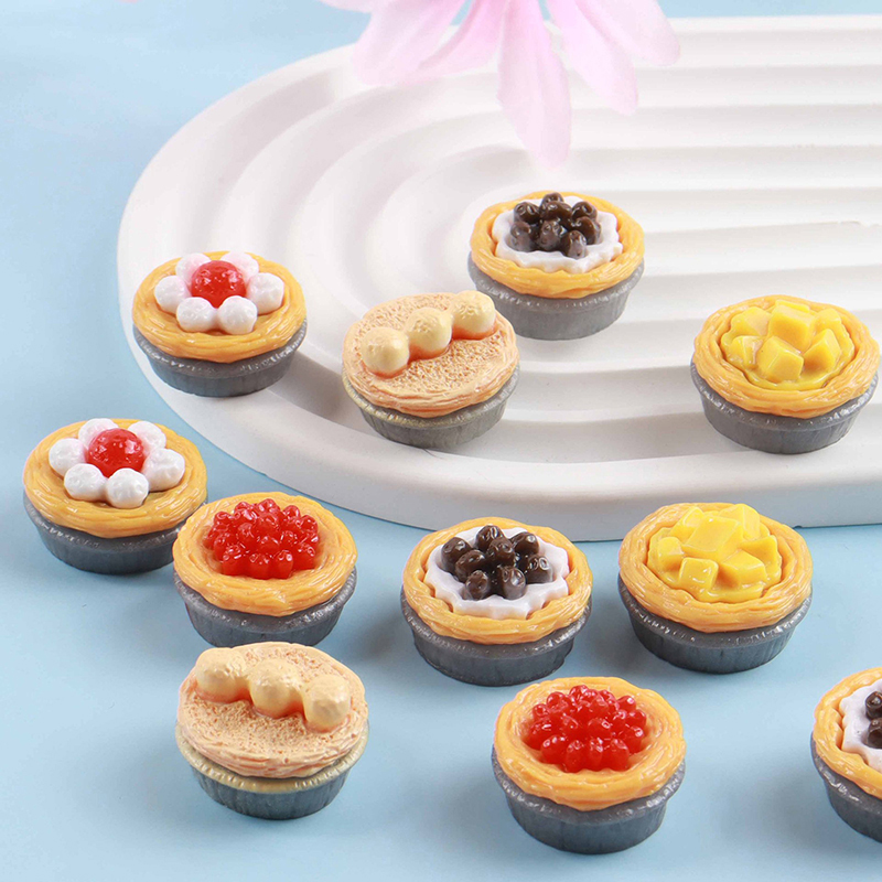 Resin Art Toys - ▶ 5 ชิ้น 1/12 ตุ๊กตาจำลองไข่ทาร์ต ตุ๊กตาจำลองขนมหวานขนาดเล็ก