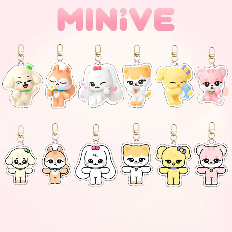 Resin Art Keychain - พวงกุญแจอะคริลิกน่ารัก วงไอดอล Ive Minivek ของที่ระลึกสำหรับแฟนคลับ ของขวัญ