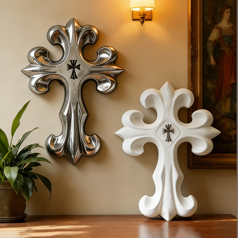 Resin Art On Wall - ของตกแต่งผนังรูปกางเขนสไตล์โกธิค วัสดุเรซิ่น ของประดับตกแต่งแบบวินเทจ สำหรับตกแต่งบ้าน ห้องนอน ห้องนั่งเล่น