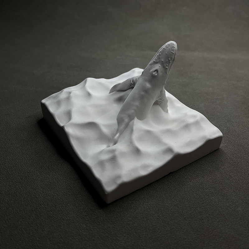 Resin Art Ocean - รูปปั้นวาฬหลังโค้ง งานปั้นจากปูนปลาสเตอร์ รูปปั้นสัตว์ทะเลสมัยใหม่ ของตกแต่งโต๊ะทำงาน ห้องน้ำ ห้องนอน