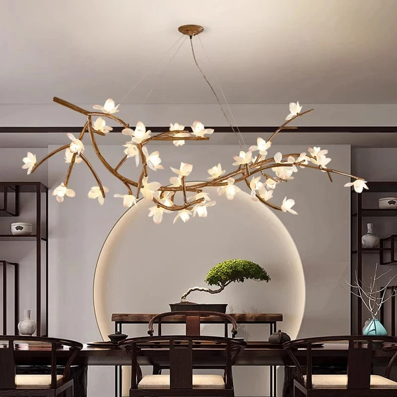 Resin Art On Wood - ดอกไม้ศิลปะไม้ตกแต่งบ้าน LED โคมไฟระย้าสําหรับห้องนั่งเล่นโคมไฟระย้าสําหรับรับประทานอาหารในร่ม