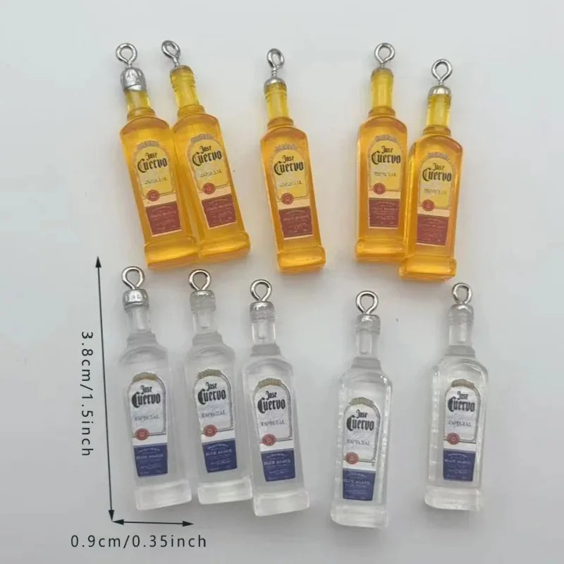 Resin Art Bottle - 10 ชิ้น/ล็อต จี้รูปขวดเบียร์จำลอง ทำจากเรซิ่น สำหรับงานฝีมือ อุปกรณ์ตกแต่งเครื่องประดับ