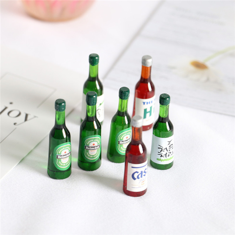 Resin Art Bottle - 5ชิ้นบ้านตุ๊กตาขวดเบียร์ขนาดเล็กรายการจิ๋วเครื่องดื่มเกาหลี BJD ตุ๊กตาอุปกรณ์ตกแต่งบาร์อุปกรณ์ประกอบฉากการถ่ายภาพ