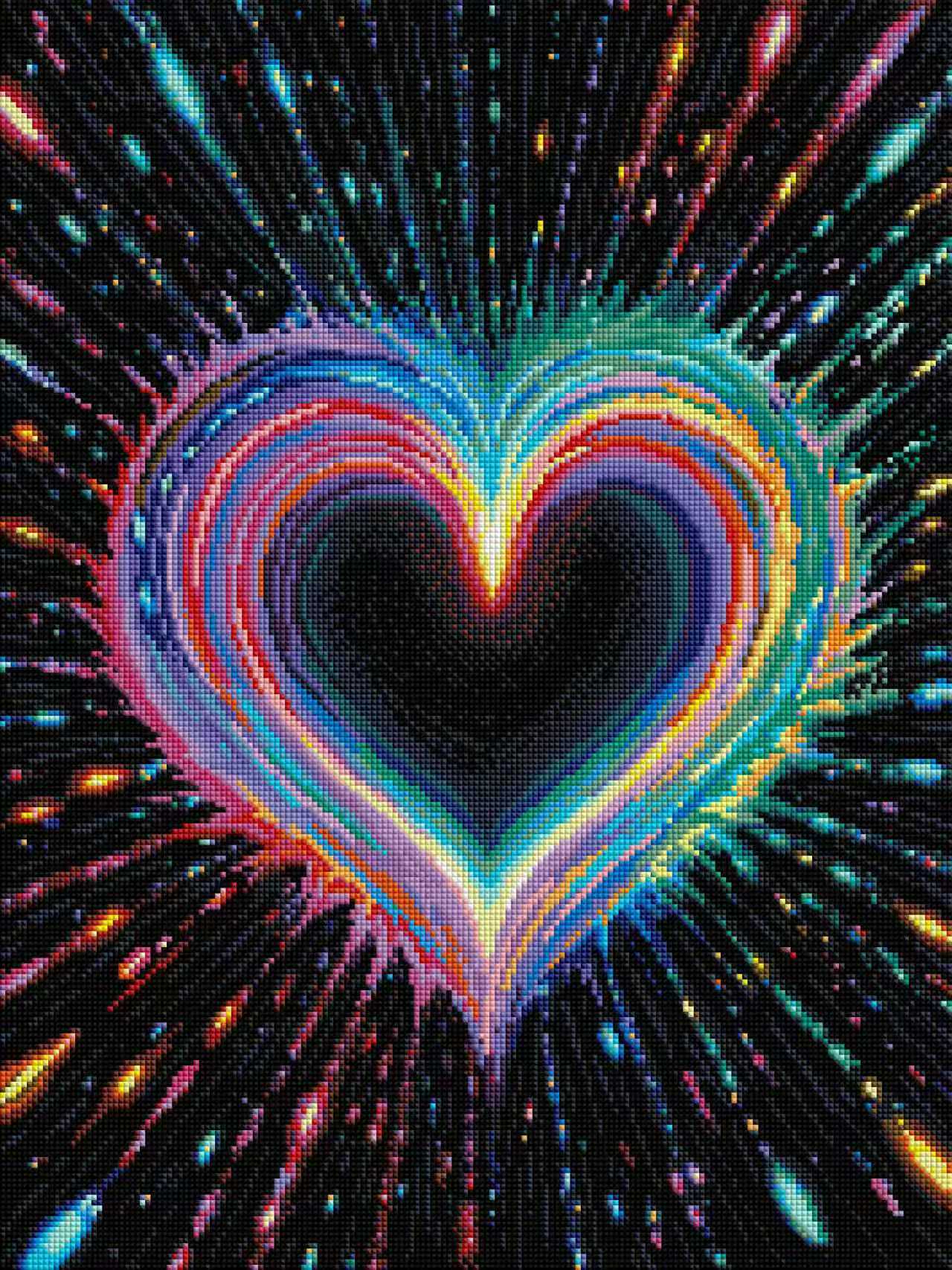Resin Art On Wall - ForeverYoung ชุดภาพเพชร Heart Radiance ขนาด 43.7×58.3