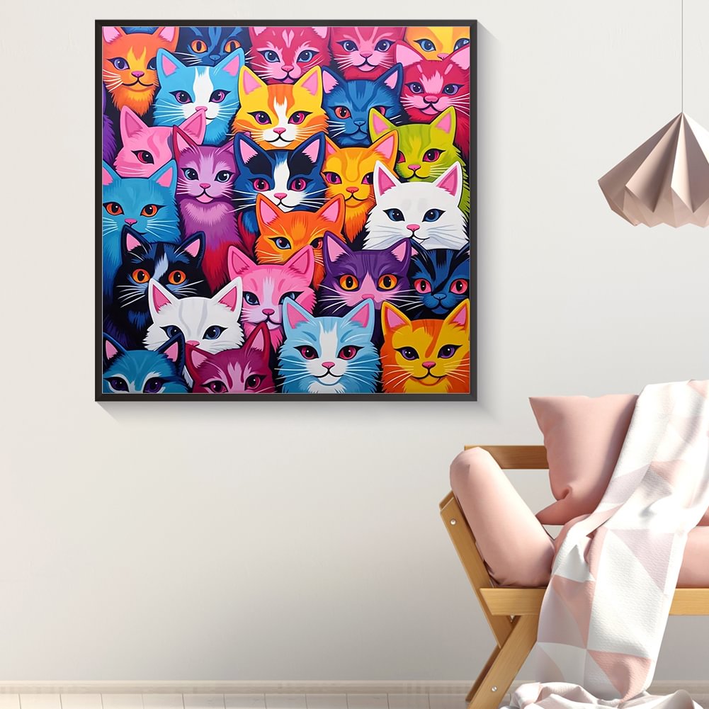 Resin Art Kit - ชุดภาพเพชร DIY ลายแมวน้อยสีสันสดใส พร้อมผงวิเศษ คริสตัลเรซิ่น งานศิลปะโมเสก