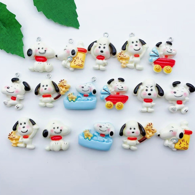 Resin Art Materials Kit - จี้รูปสุนัขการ์ตูนเรซิ่น 12 ชิ้น, ต่างหูทำเอง DIY, อุปกรณ์เสริมพวงกุญแจ