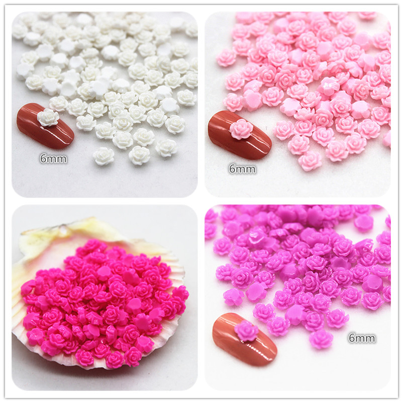 Resin Art Rose - 100pcs 6mm เรซิ่น MINI Rose ดอกไม้
