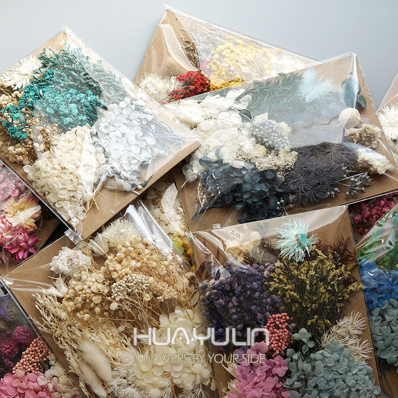 Dried Flower Pressed - 1 แพ็คพืชประดิษฐ์แห้งดอกไม้จริงวัสดุที่เก็บรักษาไว้อีพ็อกซี่เรซิ่นเทียน DIY ดอกไม้วัสดุไฮเดรนเยียชุดดอกไม้