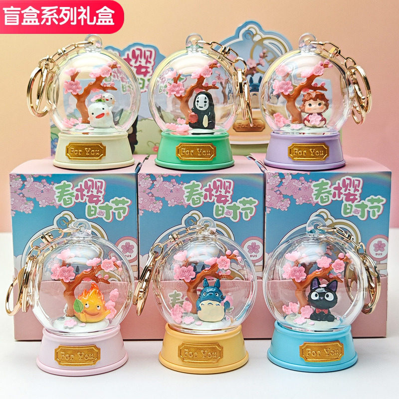 Resin Art Case - พวงกุญแจฮายาโอะ มิยาซากิ ลายดอกซากุระ ของตกแต่งกระเป๋าอะนิเมะ กล่องสุ่ม อะคริลิก