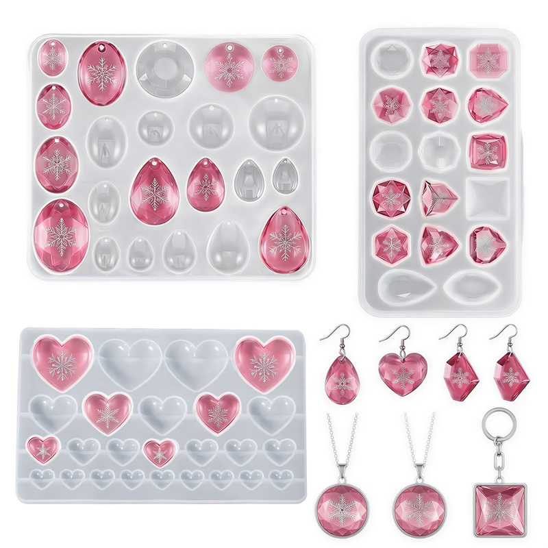 Resin Art Heart - แม่พิมพ์ซิลิโคนสำหรับทำอัญมณี 3 ชิ้น แม่พิมพ์เรซิ่นสำหรับทำเครื่องประดับ แม่พิมพ์หล่อเครื่องประดับ แม่พิมพ์ซิลิโคนสำหรับทำหินขนาดเล็ก