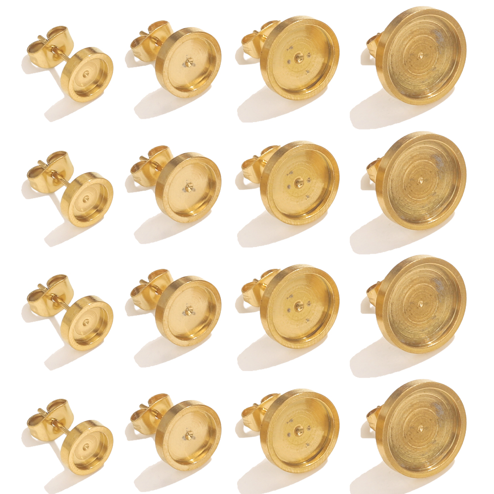 Resin Art Supplies Near Me - 10pcs สแตนเลสสตีลต่างหูสตั๊ดกลับฐาน Cabochon BEZEL การตั้งค่า DIY