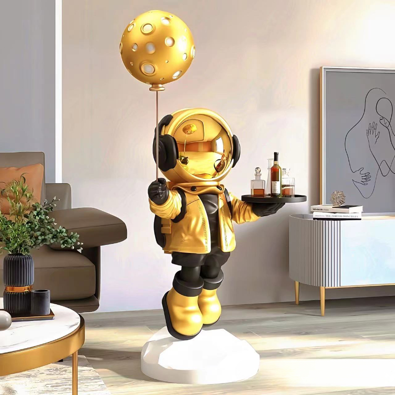 Resin Art Floor - ของตกแต่งพื้นรูปนักบินอวกาศขนาดใหญ่ที่มีความคิดสร้างสรรค์, ของตกแต่งบ้านอัจฉริยะ, พร้อมฟังก์ชันลำโพงบลูทูธ