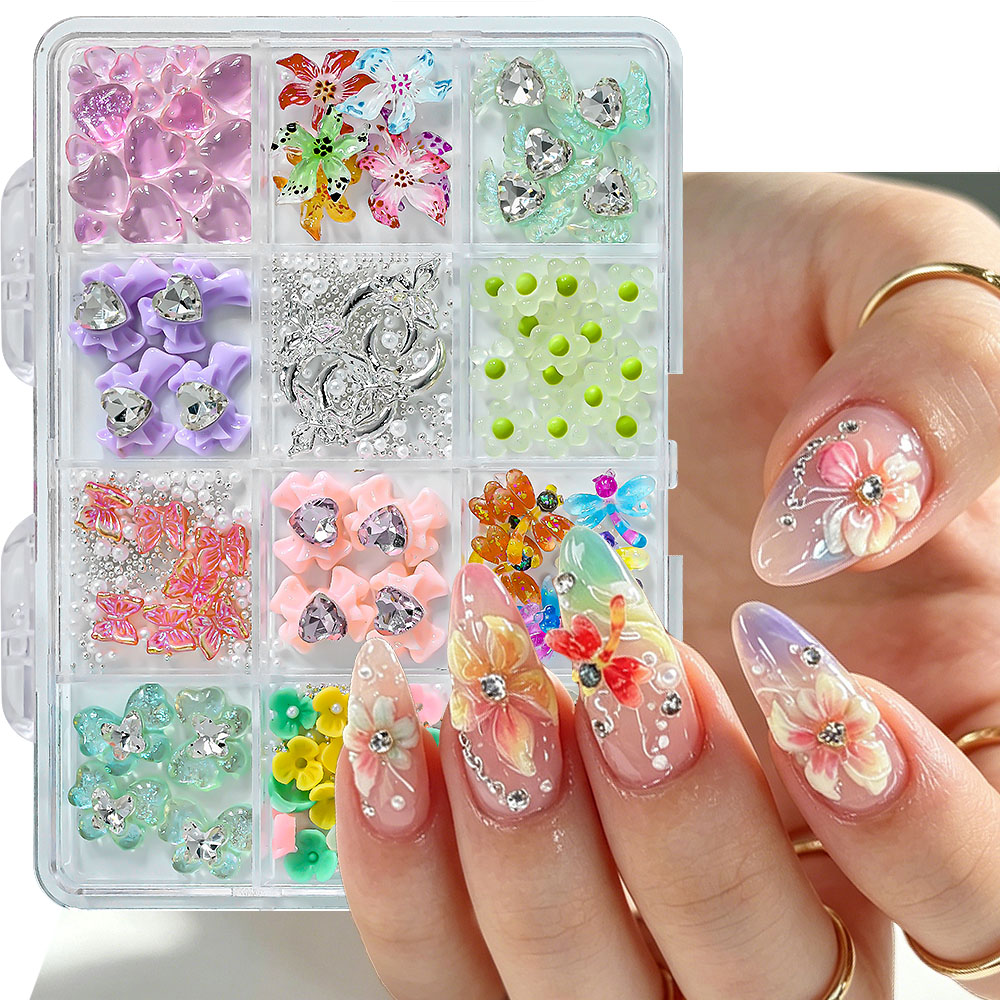 ชุดตกแต่งเล็บ 12 ช่อง ประกอบด้ - Resin Art Rose Petals บทวิจารณ์และราคา