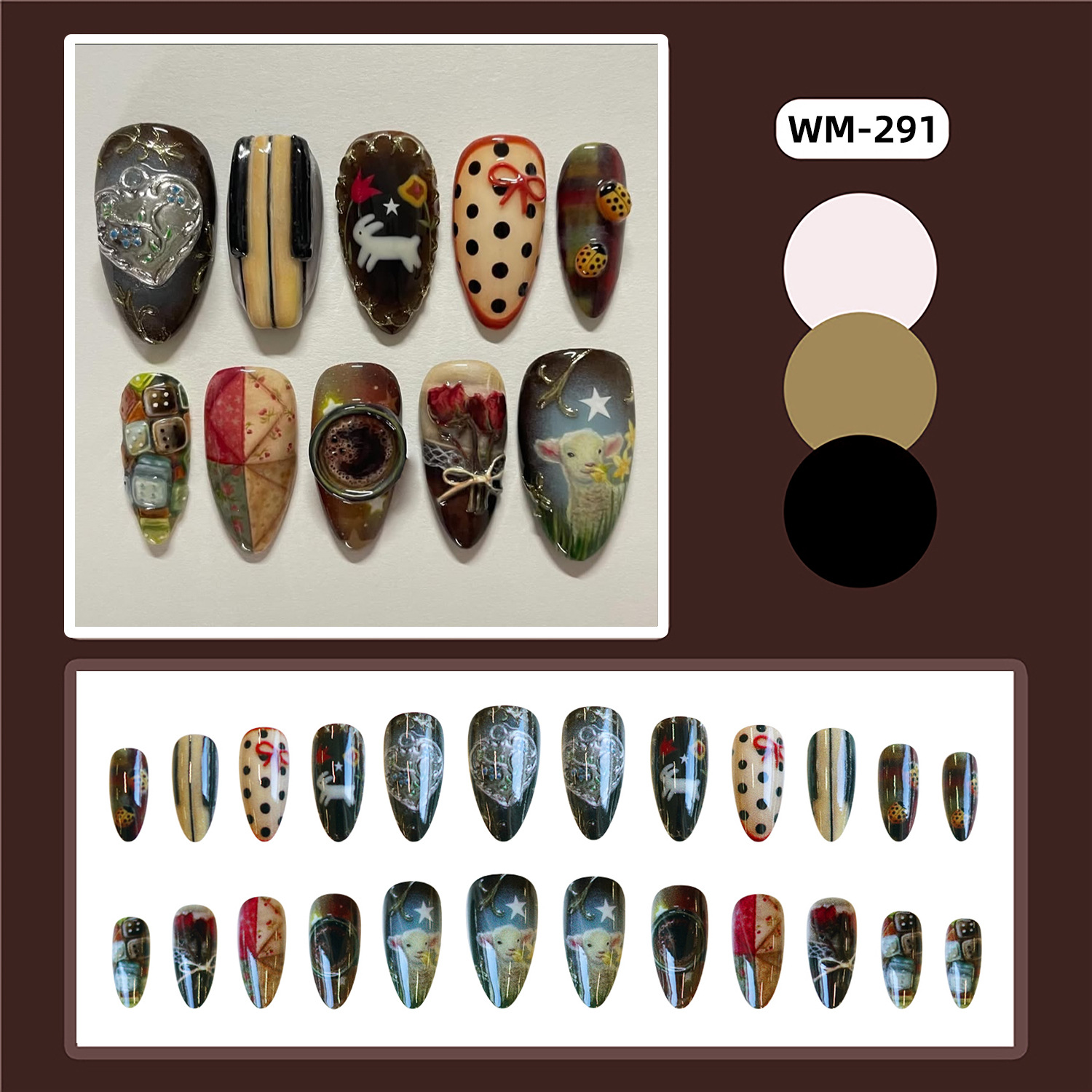 24 ชิ้น Vintage สไตล์เล็บปลอมน - Resin Art Ocean บทวิจารณ์และราคา