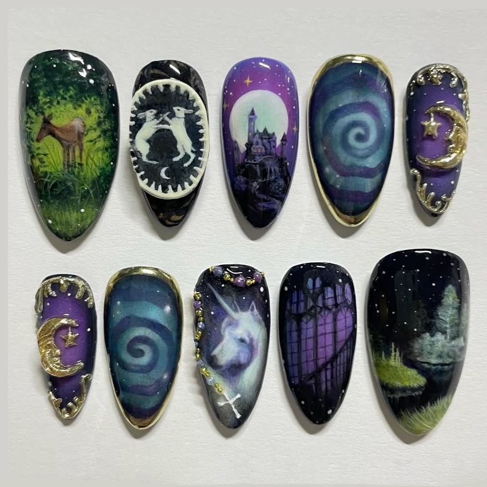 24 ชิ้น Vintage สไตล์เล็บปลอมน - Resin Art Ocean บทวิจารณ์และราคา