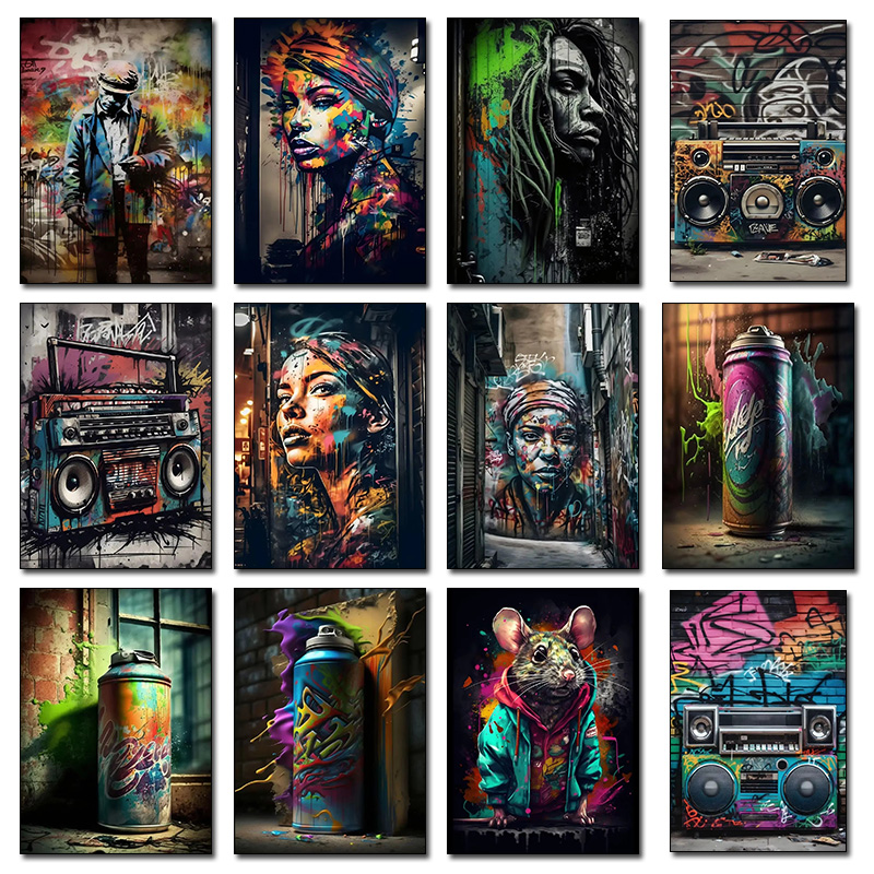ภาพวาดกราฟฟิตี้บนถนน โปสเตอร์แ - Resin Art On Wall บทวิจารณ์และราคา