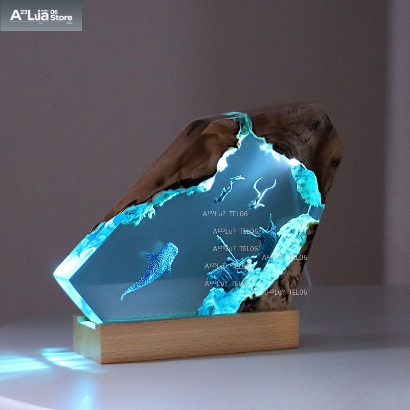 โคมไฟเรซิ่นไม้ รูปทรงมหาสมุทร  - Resin Art Ocean บทวิจารณ์และราคา