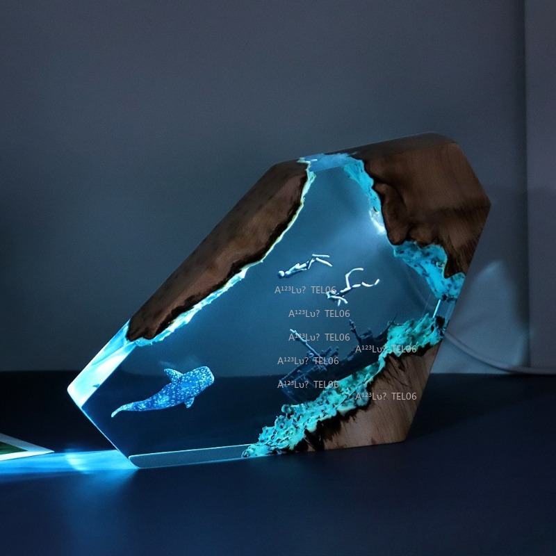 โคมไฟเรซิ่นไม้ รูปทรงมหาสมุทร  - Resin Art Ocean บทวิจารณ์และราคา