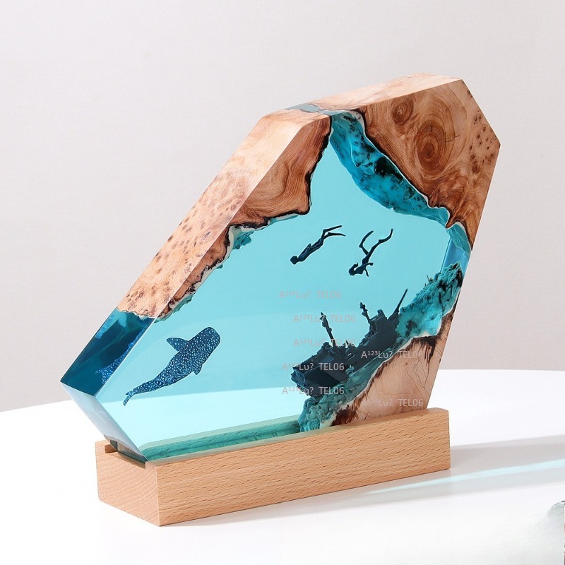 โคมไฟเรซิ่นไม้ รูปทรงมหาสมุทร  - Resin Art Ocean บทวิจารณ์และราคา