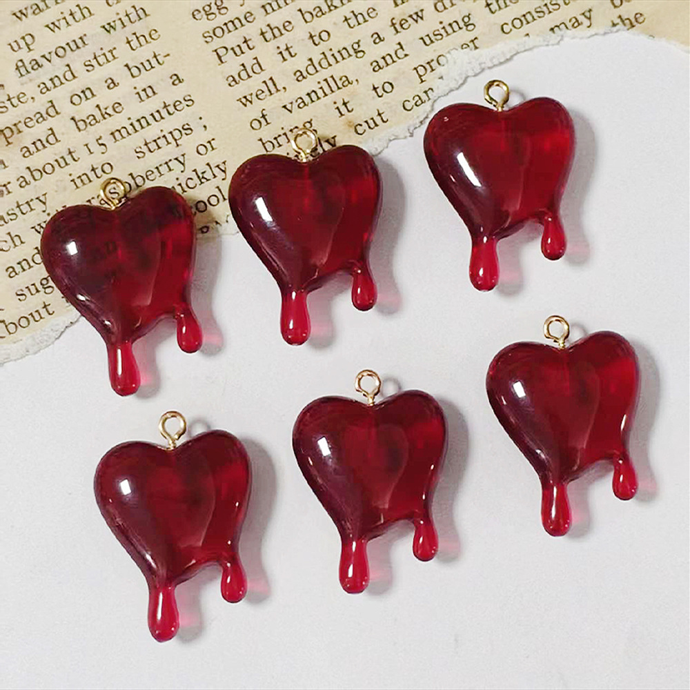 จี้เรซินรูปหัวใจหยดเลือด 10 ชิ - Resin Art Heart บทวิจารณ์และราคา