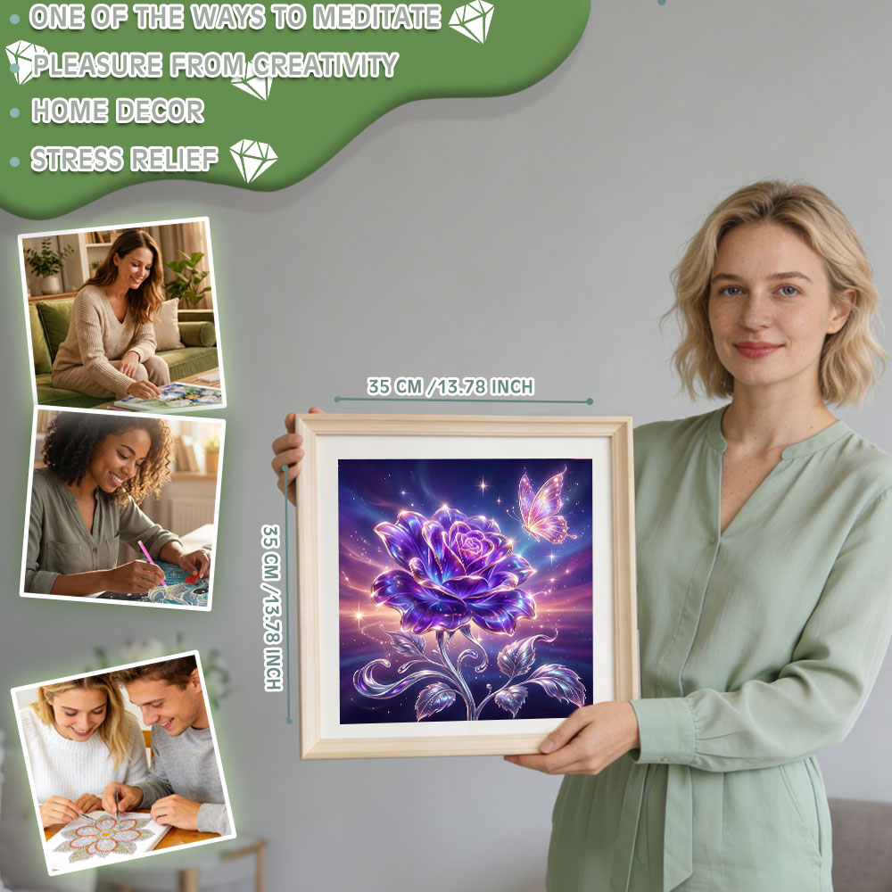 ภาพวาดเพชรทรงกลมเต็มรูปแบบ Hua - Resin Art Rose บทวิจารณ์และราคา