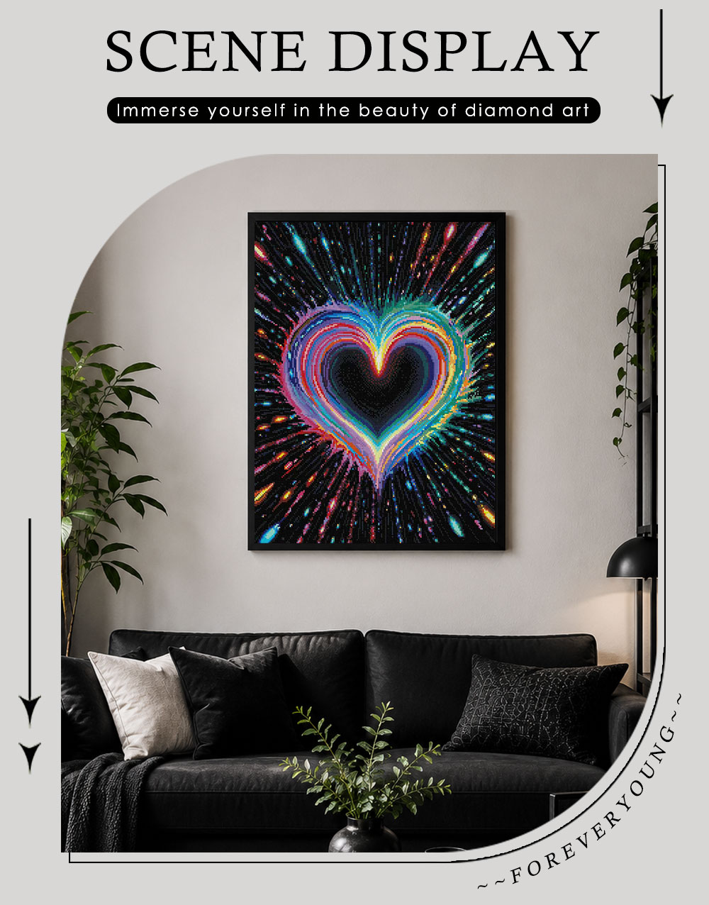 ForeverYoung ชุดภาพเพชร Heart  - Resin Art On Wall บทวิจารณ์และราคา