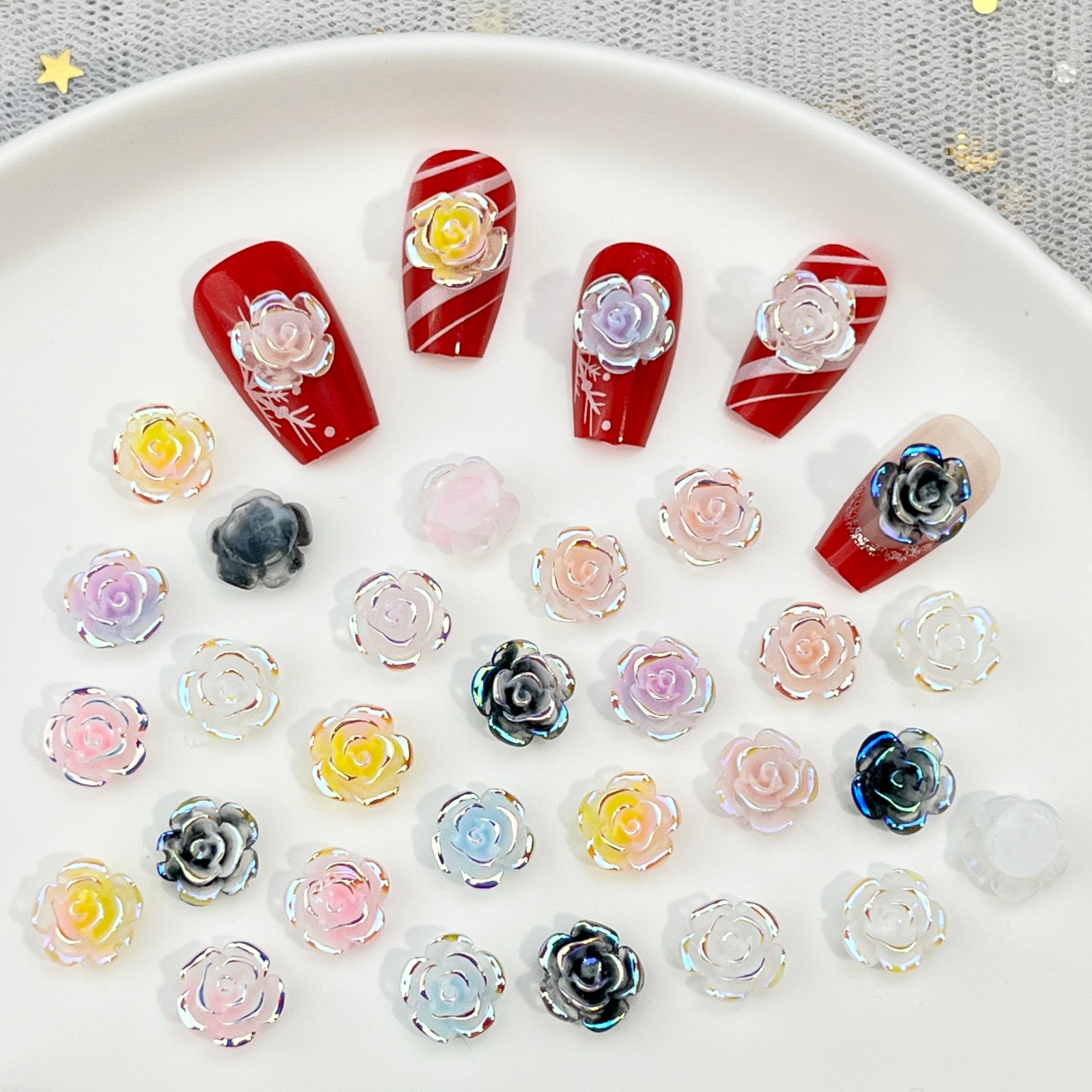 50 ชิ้น อุปกรณ์ตกแต่งเล็บเรซิ่ - Resin Art Rose Petals บทวิจารณ์และราคา